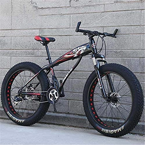 Fat Tyre Bike : HCMNME durable bicycle Fat Tire Mountain Bike Bicycle for Men Women, Hardtail MBT Bike, High-Carbon Steel Frame And Shock-Absorbing Front Fork, Dual Disc Brake Alloy frame with Disc Brakes