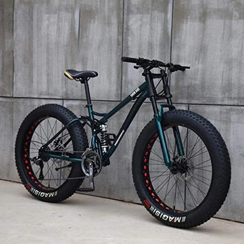 Fat Tyre Bike : HCMNME durable bicycle Mens 26 Inch Fat Tire Mountain Bike, Beach Snow Bikes, Double Disc Brake Cruiser Bicycle, Aluminum Alloy Wheels Lightweight High-Carbon Steel Frame Alloy frame with Disc B