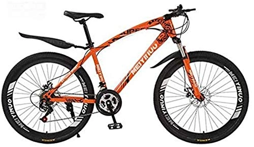 Fat Tyre Bike : HCMNME durable bicycle Mountain Bike for Mens Womens, High Carbon Steel Frame, Spring Suspension Fork, Double Disc Brake, PVC Pedals And Rubber Grips Alloy frame with Disc Brakes