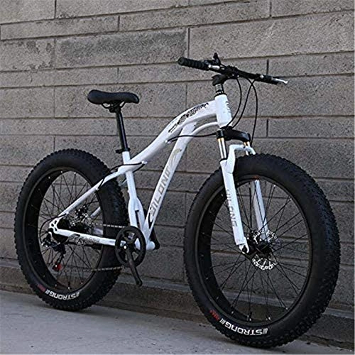Fat Tyre Bike : HCMNME durable bicycle Mountain Bikes, Fat Tire Hardtail High Carbon Steel Frame Mountain Bicycle, Spring Suspension Fork Mountain Bike, Double Disc Brake Alloy frame with Disc Brakes