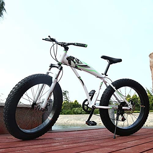 Fat Tyre Bike : Heinside Simple 24 / 26x4.0 Inches Fat Bike Adults Mountain Bike For Students Snow Bicycle For Men And Women Durable (Color : White, Size : 26 X 17 inches)