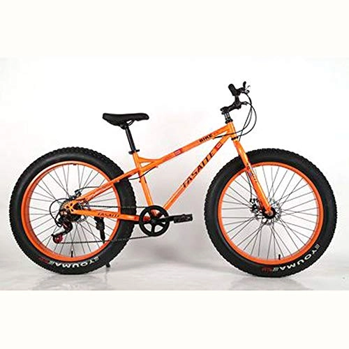 Fat Tyre Bike : hj Snowmobile Bike, 4.0 Widened Thick Tire Speed Changing Beach Bike 21 Speed 26 Inch Student Male And Female Mountain Bicycle Snowmobile, Orange