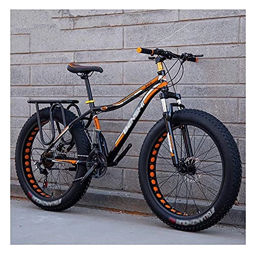 Fat Tyre Bike : HJKJAMZ Mountain Bike Folding Bike Road Bike Fat Tire Bike Adult Road Bikes Bicycle Beach Snowmobile Bicycles For Men Women Adult Mountain Bike (Color : Orange, Size : 24in)