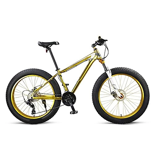 Fat Tyre Bike : HJKJAMZ Mountain Bike Folding Bike Road Bike Fat Tire Bike MTB Bicycle Adult Road Bikes Beach Snowmobile Bicycles For Men Women Adult Mountain Bike (Color : Gold)