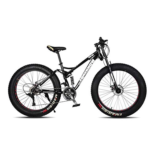 Fat Tyre Bike : Hmcozy 24" 26" Mountain Bicycle, 24-Speed Mountain Bike with Disc Brake, Steel Frame, Black, 26in