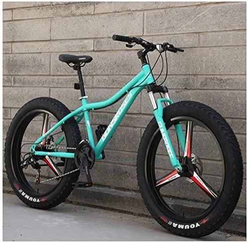 Fat Tyre Bike : HongTeng 26 Inch Mountain Bikes, High-carbon Steel Hardtail Mountain Bike, Fat Tire All Terrain Mountain Bike, Women Men's Anti-Slip Bikes (Color : Blue, Size : 27 Speed 3 Spoke)