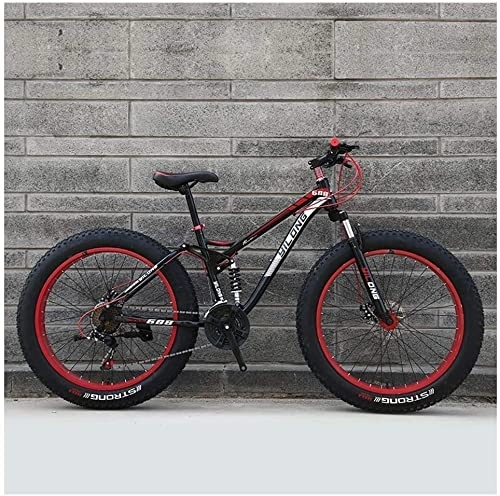 Fat Tyre Bike : HOYDU Mens Womens Mountain Bikes, High-Carbon Steel Frame, Dual Disc Brake Hardtail Mountain Bike, 26 Inch 27 Speed