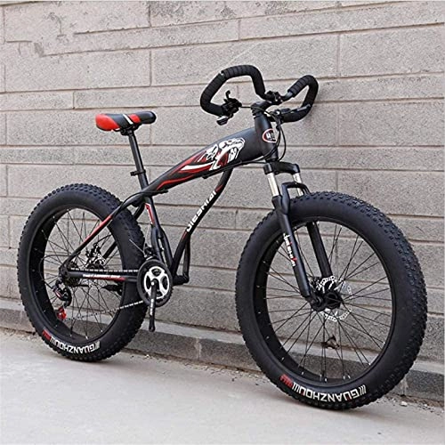 Fat Tyre Bike : HUAQINEI Mountain Bikes, 24 inch snow bike ultra-wide tire speed 4.0 snow bike mountain bike butterfly handle Alloy frame with Disc Brakes (Color : Asian black red, Size : 27 speed)