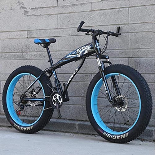 Fat Tyre Bike : HUAQINEI Mountain Bikes, 24 inch snow bike ultra-wide tire variable speed 4.0 snow bike mountain bike Alloy frame with Disc Brakes (Color : Black blue, Size : 30 speed)