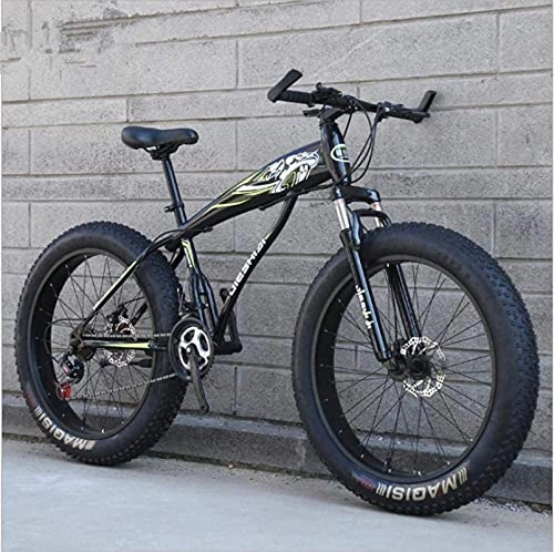 Fat Tyre Bike : HUAQINEI Mountain Bikes, 24 inch snow bike ultra-wide tire variable speed 4.0 snow bike mountain bike Alloy frame with Disc Brakes (Color : Fluorescent yellow, Size : 21 speed)