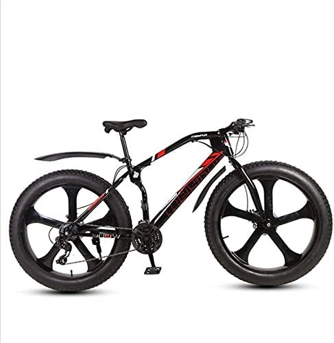 Fat Tyre Bike : HUAQINEI Mountain Bikes, 26 inch snow beach bike disc brake super wide 4.0 tires off-road variable speed mountain bike five- wheel Alloy frame with Disc Brakes (Color : Black, Size : 27 speed)