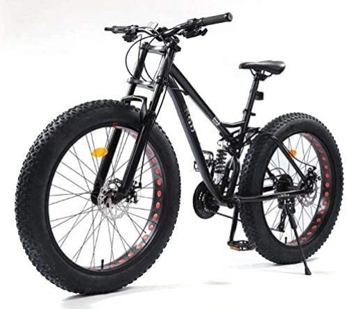 Fat Tyre Bike : HYCy 26 Inch Mountain Bikes, Fat Tire MBT Bike Bicycle, Full Suspension Mountain Bike, High-Carbon Steel Frame, Dual Disc Brake
