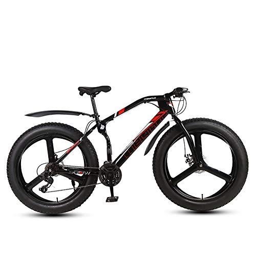 Fat Tyre Bike : Hyuhome Mountain Bicycles for Men Women Adult, 26'' All Terrain MTB City Bycicle with 4.0 Fat Tire, Bold Suspension Fork Snow Beach Bicycle, Black