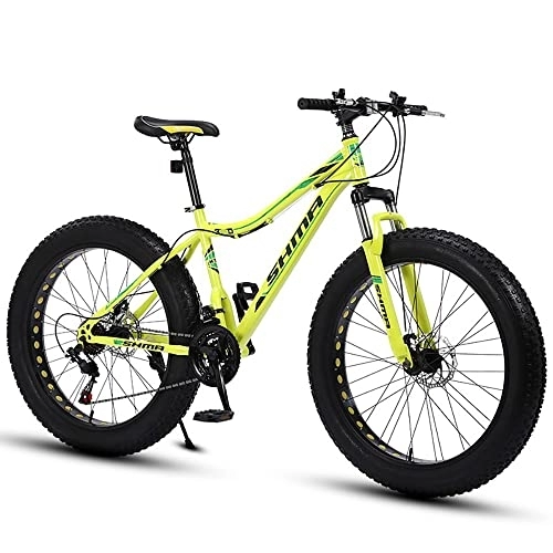 Fat Tyre Bike : JAMCHE 24 / 26-inch Mountain Bike, 4.0 Inch Thick Wheel Mountain Bikes, Adult Fat Tire Mountain Trail Bike, 7 / 21 / 24 / 27 / 30 Speed Bicycle With High Carbon Steel Frame Double Disc Brake