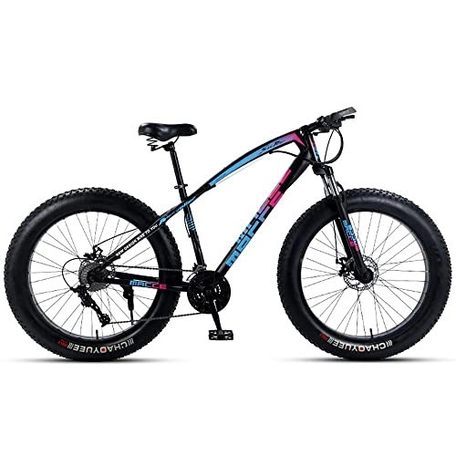 Fat Tyre Bike : JAMCHE 26 * 4.0 Inch Thick Wheel Mountain Bike, Adult Fat Tire Mountain Trail Bike, 7 / 21 / 24 / 27 / 30 Speed Mountain Bicycle With High Carbon Steel Frame Double Disc Brake, Men's Road Bike