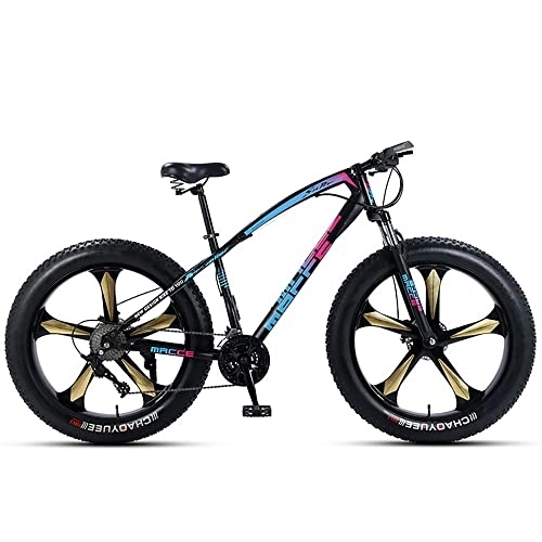 Fat Tyre Bike : JAMCHE 26 * 4.0 Inch Thick Wheel Mountain Bikes, Adult Fat Tire Mountain Trail Bike, 7 / 21 / 24 / 27 / 30 Speed Bicycle, High-carbon Steel Frame, Dual Full Suspension Dual Disc Brake Bicycle