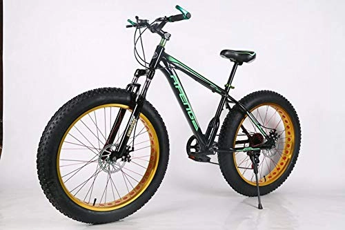 Fat Tyre Bike : JDLAX Fat bike Mountain bike 7 Variable speed Aluminum alloy bicycle Widen large tires Aluminum alloy Off-road beach snow For birthday gift, Green
