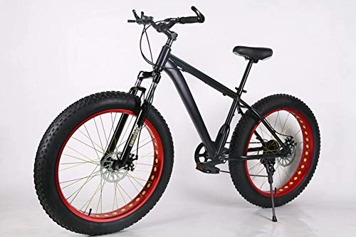 Fat Tyre Bike : JDLAX Fat bike Mountain bike Aluminum alloy bicycle 7 Variable speed Widen large tires Aluminum alloy Off-road beach snow For birthday gift, Black