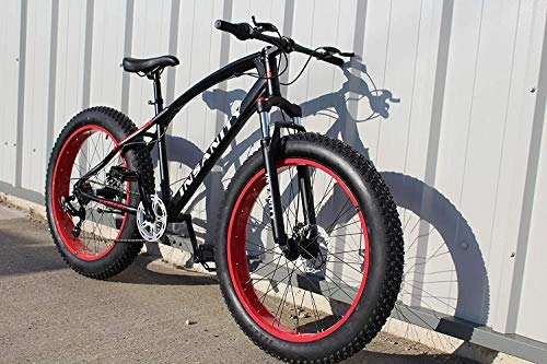 Fat Tyre Bike : JHI Fat bike Insanity Black With Red Wheels 26" x 4