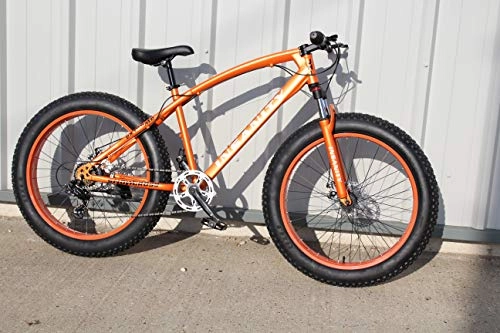 Fat Tyre Bike : JHI Fat Bike Insanity Orange Extreme 26" X 4" wheels Bicycle with 7 Shimano Gears