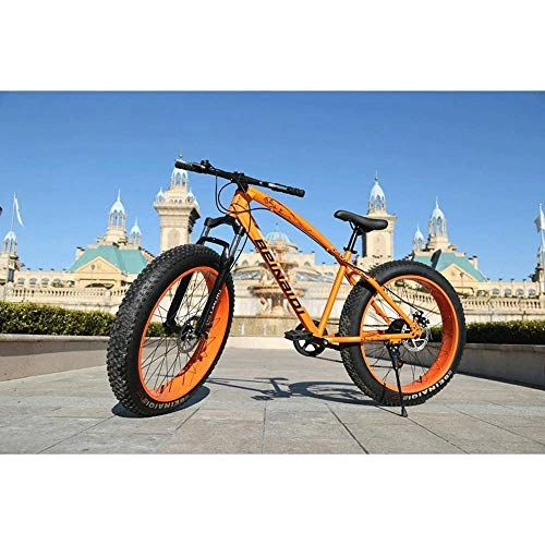 Fat Tyre Bike : JINHH 26 Inches Fat Tire Mountain Bikes, Adult All Terrain Mountain Bike, High-carbon Steel Frame Hardtail Mountain Bike With Dual Disc Brake (Color : 27 speed)