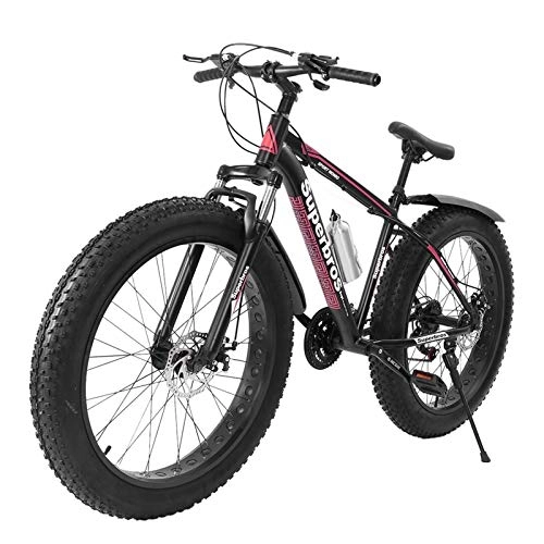 Fat Tyre Bike : JINSUO Fat Tire Mens Mountain Bike 21 Speed Mountain Bike 17inch Bike Fat Tire Beach Bicycle Shock Absorbe Bicycle#S (Color : Black)