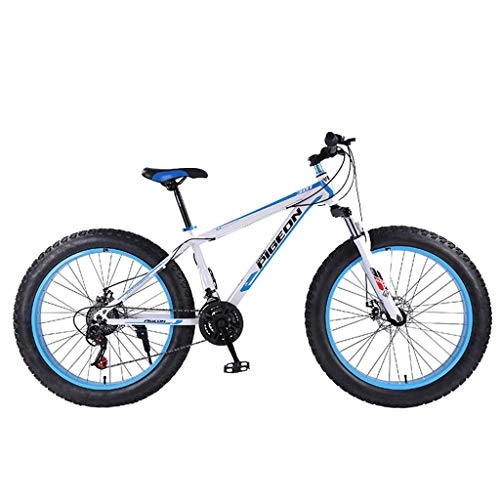 Fat Tyre Bike : JLFSDB 26" 24 Speeds For Adult Teens Bike Lightweight Aluminium Alloy Frame Disc Brake Front Suspension (Color : White)