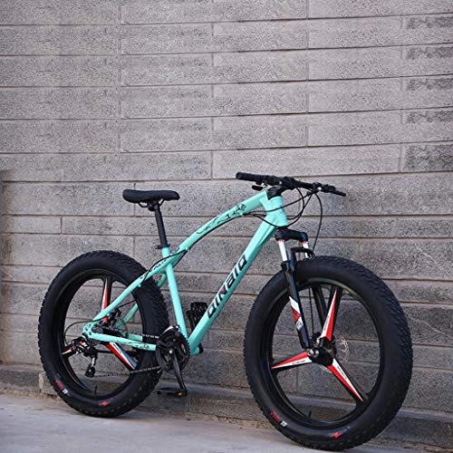 Fat Tyre Bike : JXJ 24 Inch Adult Mountain Bikes, High Carbon Steel Full Suspension Mountain Trail Bike, 3 Spoke 7 / 21 / 24 / 27 Speed ​​dual Disc Brakes Mtb Bikes