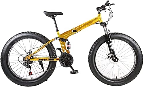 Fat Tyre Bike : JYTFZD WENHAO 26 Inch Wheel Adult Foldable Mountain Fat Bike, 27 Speed 4.0 Super Wide Tires Sports Cycling Road Bicycle, for Urban Environments and Commuting To and From Get Off Work