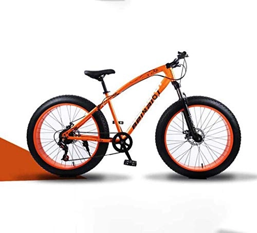 Fat Tyre Bike : JYTFZD WENHAO Mountain Bikes, 24 Inch Fat Tire Hardtail Mountain Bike, Dual Suspension Frame and Suspension Fork All Terrain Mountain Bicycle, Men's and Women Adult (Color : Orange spoke)