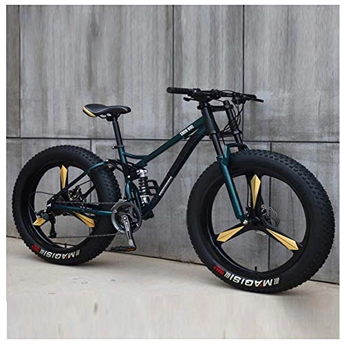 Fat Tyre Bike : KaiKai Men's Mountain Bikes, 26-Inch Mountain Trail Bike, High-carbon Steel Dual-Suspension Mountain Bike, Adult All Terrain Mountain Bike, Fat Tire Anti-Slip Bikes, Black 5 Spoke, 21 speed