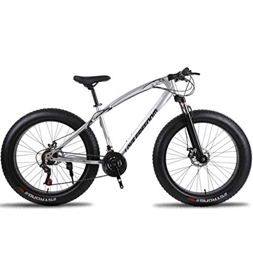 Fat Tyre Bike : Kays 26 Inch Mountain Bicycles 7 / 21 / 24 / 27 Speeds Lightweight Aluminium Alloy Frame Full Suspension Disc Brake Spoke Wheel (Color : Silver, Size : 21speed)