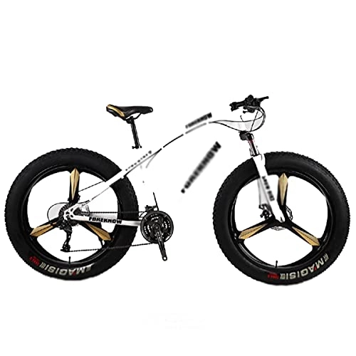 Fat Tyre Bike : Kays 26 Inch Mountain Bike For Adult 21 / 24 / 27 Speeds Man And Woman Bicycles Carbon Steel Frame With Dual Disc Brake(Size:21 Speed, Color:White)