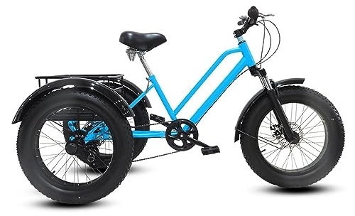 Fat Tyre Bike : Kcolic 20 Inch Fat Tire Adult Tricycle 7-Speed 3 Wheel Bike Shopping Basket Wider Seats Adult Cruiser Bikes Snow Human Tricycle with Adjustable Handlebars A, 20inch