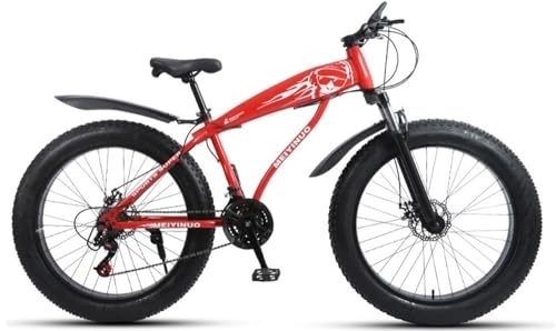 Fat Tyre Bike : Kcolic 26 Inch Mountain Bike 4.0 Wide Tire Snow ATV Bike 21 Speed, with Full Suspension High Carbon Steel Frame, All Terrain Sport Commuter Bicycle A, 26inch