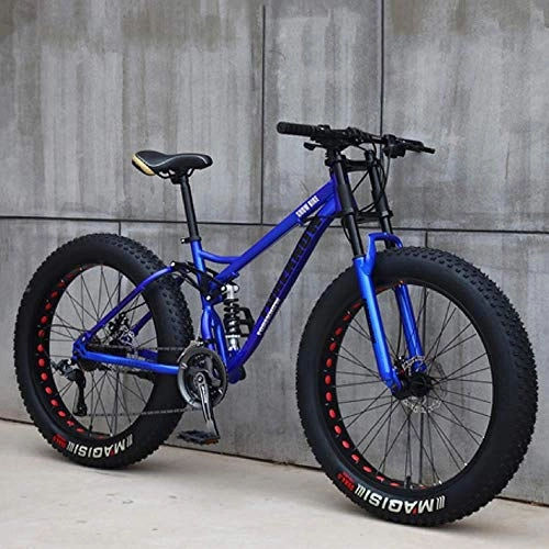 Fat Tyre Bike : KFDQ Bike Bicycle Outdoor Cycling Fitness Portable Bicycle, Mountain Bike, Fat Tire Mountain Bike, Soft Tail Bike, 26 inch 7 / 21 / 24 / 27 Speed Bike, Men Women Student Variable Speed Bike, Blue, 27 Speed