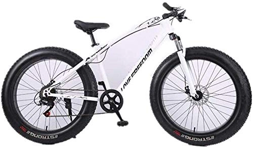 Fat Tyre Bike : Kids' Bikes Dual Suspension Mountain Bikes Snow Mountain Bike 26 Inch Wheel Off-road Bicycle Double Disc Brake Wide Tire (Color : Silver Size : 21 speed)-27_speed_White