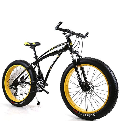 Fat Tyre Bike : KNFBOK ladies mountain bike 21-speed 26-inch mountain bike wide tire disc shock absorber student bicycle Suitable for snow, roads, beaches, etc - Aluminum black yellow