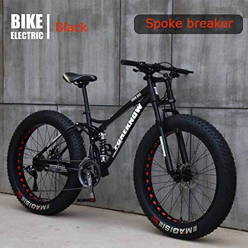 Fat Tyre Bike : KT Mall 26 In Mountain Bike for Adult Fat Tire Mountain Bike with 21-Speed Shock-Absorbing Dual-Disc All Terrain Bicycle Applicable 5.7-6.3 Feet, black