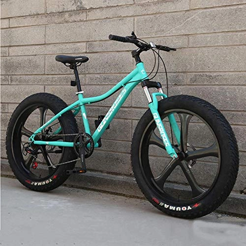 Fat Tyre Bike : laonie 26 Inch Fat Bike Five Spokes Wheel Adult Mountain Bicycle-Green_24 speed