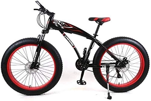 Fat Tyre Bike : LBWT 26 Inch Adult Mountain Bike, Men's Road Bicycle, High Carbon Steel, 7 / 21 / 24 / 27 Speeds, With Disc Brakes And Suspension Fork (Color : C, Size : 7 Speed)