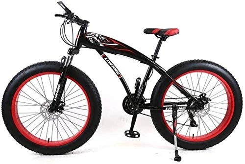 Fat Tyre Bike : LBWT Folding Mountain Bike, 26 Inch Fat Tire Road Bicycle, 7 / 21 / 24 / 27 Speeds, With Disc Brakes And Suspension Fork, Gifts (Color : D, Size : 24 Speed)