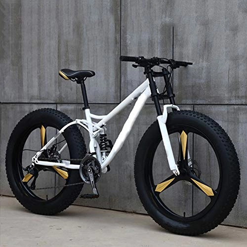 Fat Tyre Bike : LCLLXB Mountain Bike Fat Bicycle 26 Inches 21 / 24 / 27 Speed, Adult Super Wide Tires Men and Women Cycling Students, 21-speed