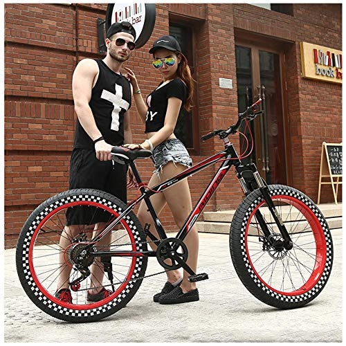 Fat Tyre Bike : LDLL Mountain Bike 26 Inch, Mountain Bike High carbon steel frame Outdoor Riding Bicycle Fat Tire, 21 / 24 / 27 speed MTB Bicycle