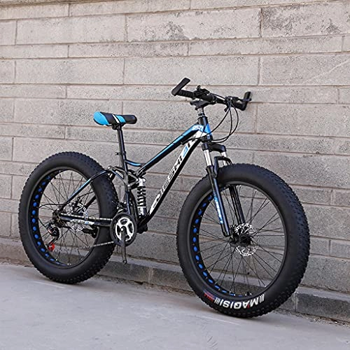 Fat Tyre Bike : LHQ-HQ Adults Mountain Trail Bike, 26" Fat Tire, 24 Speed, High-Carbon Steel Frame, Dual-Suspension, ​Shimano Shift Kit, Loading 200Kg, F
