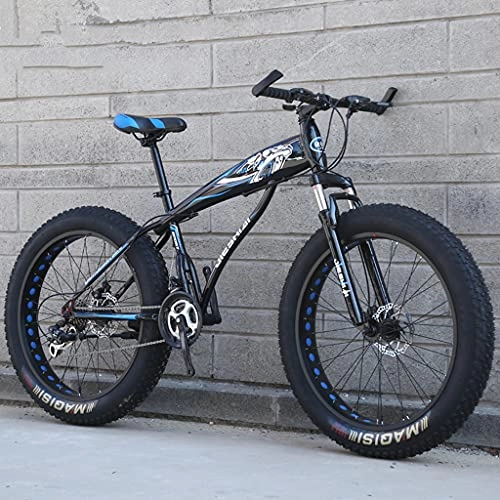 Fat Tyre Bike : LHQ-HQ Adults Mountain Trail Bike, 26" Fat Tire, 24 Speed, High-Carbon Steel Frame, Fork Suspension, ​Shimano Shift Kit, Loading 200Kg, D