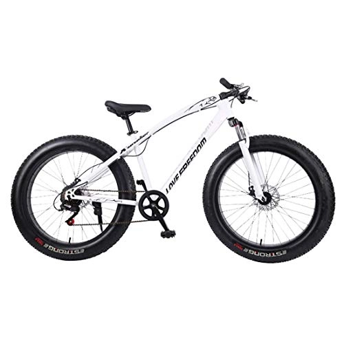 Fat Tyre Bike : LHQ-HQ Outdoor sports Fat Bike, 26 Inches Snow Mountain Bike 24 Speed Variable Speed Cross Country 4.0 Big Tires Adult Outdoor Riding, Black Outdoor sports Mountain Bike (Color : White)