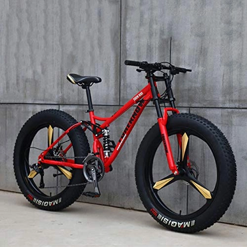 Fat Tyre Bike : LIANG 21 / 24 / 27 Speed 26 inch 4.0 Fat Bike Mountain Bike Snow Bike Shock Absorbing Front Fork, Red, 26inch(175cm-195cm)