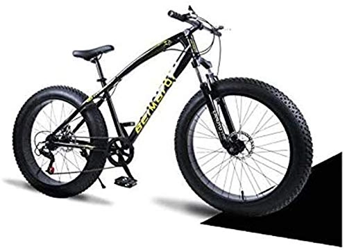 Fat Tyre Bike : Lightweight Hardtail Mountain Bikes, Dual Disc Brake Fat Tire Cruiser Bike, High-Carbon Steel Frame, Adjustable Seat Bicycle Inventory clearance ( Color : Black , Size : 24 inch 21 speed )