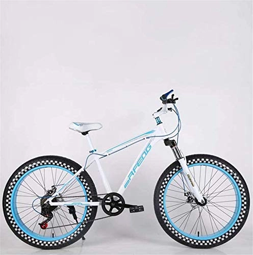Fat Tyre Bike : Lightweight， Mens Adult Fat Tire Mountain Bike, Double Disc Brake Beach Snow Bicycle, High-Carbon Steel Frame Cruiser Bikes, 24 Inch Highway Wheels Inventory clearance ( Color : B , Size : 7 speed )